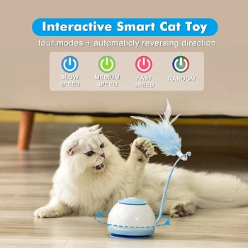 אוטומטי תנועה חתול צעצועים אינטראקטיביים ממונע שרביט צעצועים עם 3 נוצות USB כבל טעינה אלקטרוני תרגיל מחמד צעצוע